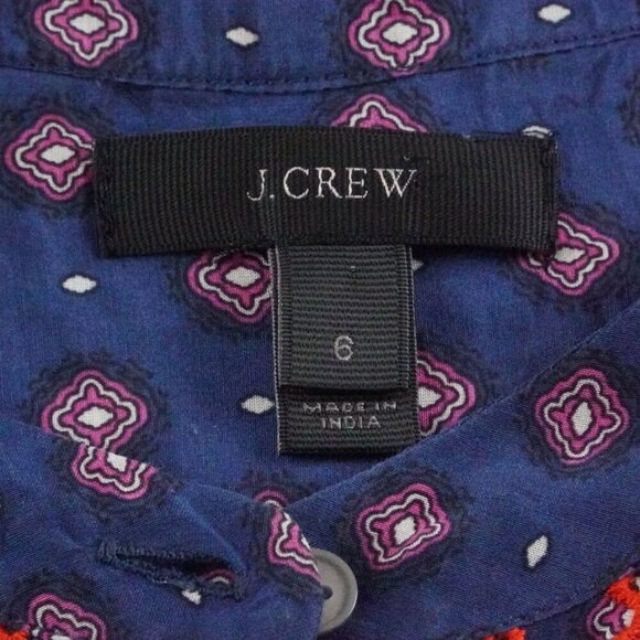 J Crew Silk Blend Embroidered Printed Button Bell Sleeve Top Womens 6 - Picture 5 of 11